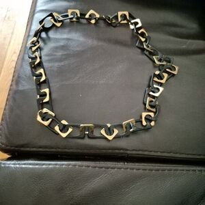Tory Burch Black and Gold Geometric Necklace
